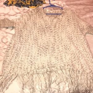 Umgee USA tan and cream poncho sweater